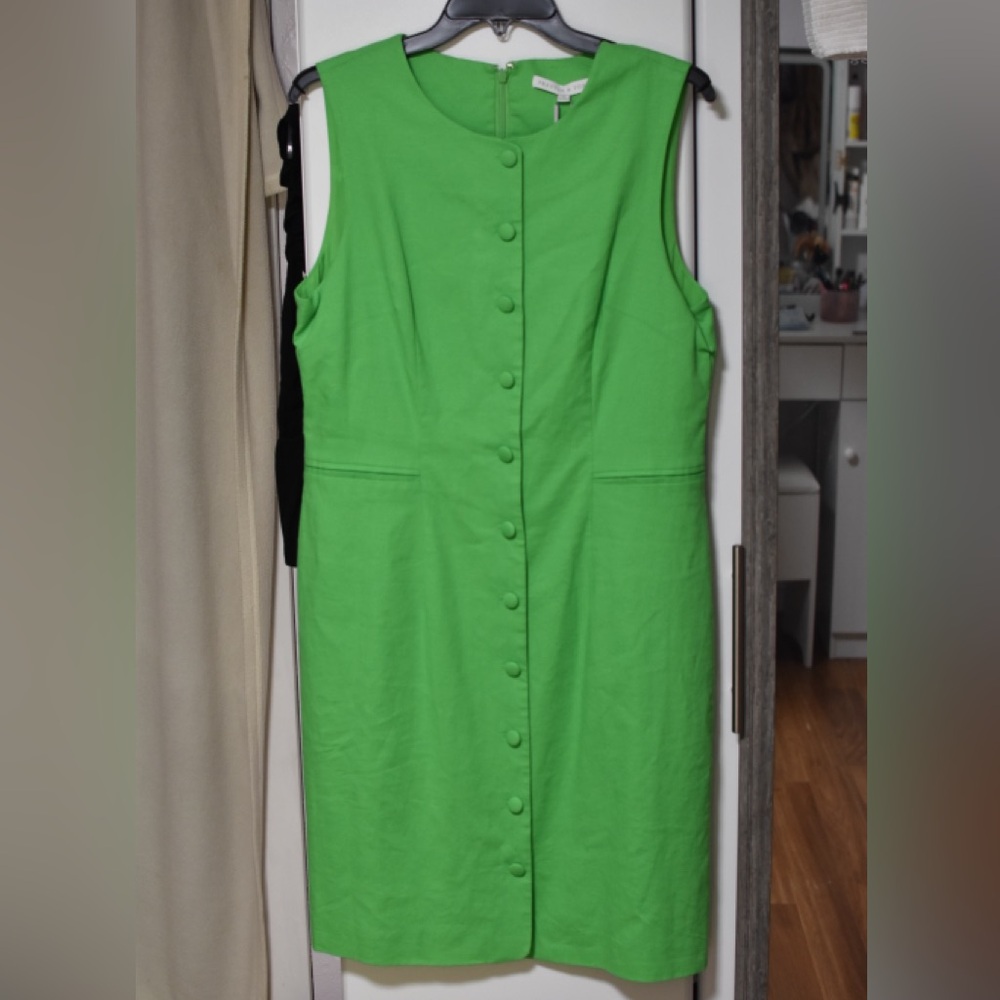 Preston & York Green Sleeveless Midi Button Dress